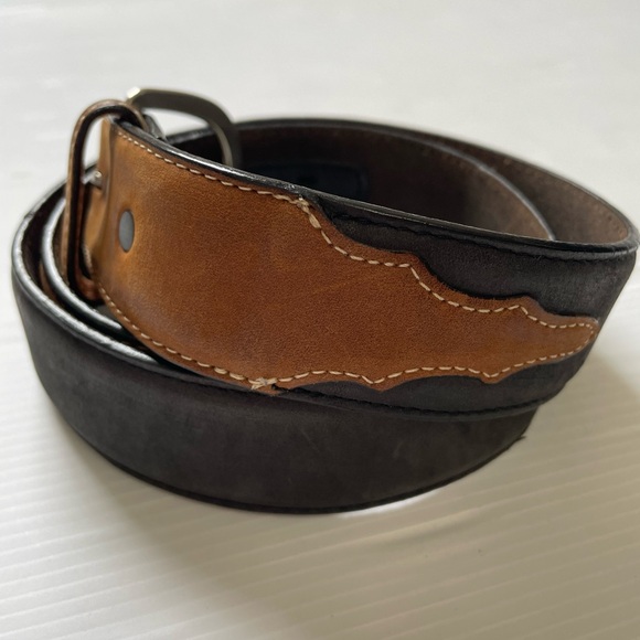 cody james Other - Cody James Leather Belt Two Tone Black Brown Silver Tone Buckle Size 30 USA